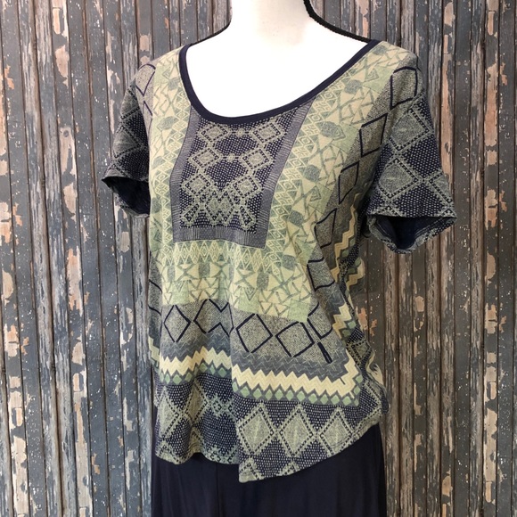 Lucky Brand Aztec Style Blue / Green Top - Picture 3 of 8